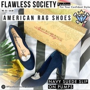 AMERICAN RAG WOMENS FELIX NAVY PUMPS.